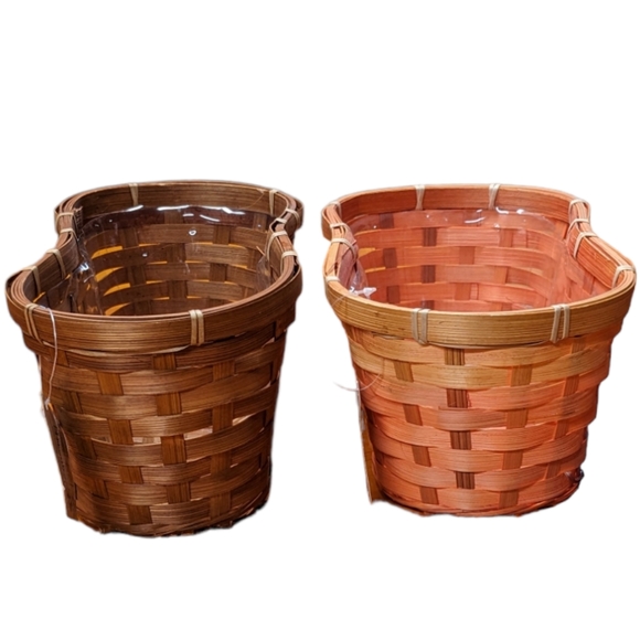 Burton & Burton Set of 2 Brown & Peach Colored Peanut Shaped Planter Baskets - Picture 5 of 10